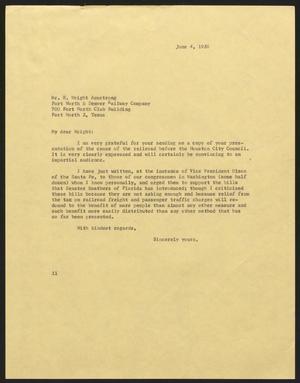 [Letter from Isaac H. Kempner to R. Wright Armstrong, June 4, 1958]