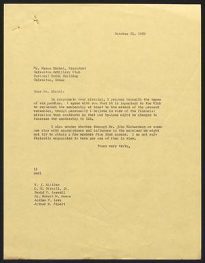 Primary view of object titled '[Letter from Isaac H. Kempner to Myron Bickel, October 21, 1958]'.