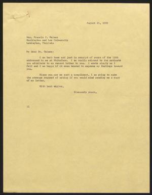 Primary view of object titled '[Letter from Isaac H. Kempner to Hon. Francis P. Gaines, August 19, 1958]'.