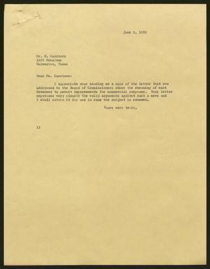 [Letter from Isaac H. Kempner to E. Carriere, June 2, 1958]