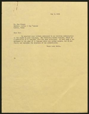 Primary view of object titled '[Letter from Isaac H. Kempner to Ray Clymer, May 3, 1958]'.