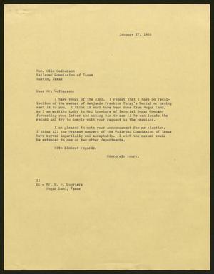 [Letter from Isaac H. Kempner to Olin Culberson, January 27, 1958]
