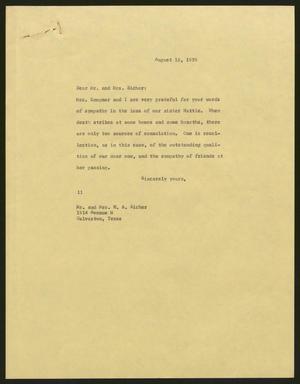 [Letter from Isaac H. Kempner to W. A. Bicher, August 18, 1958]