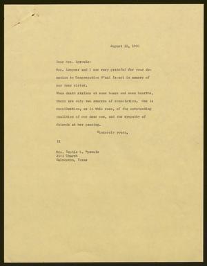 [Letter from Isaac H. Kempner to Sophie L. Sproule, August 18, 1958]
