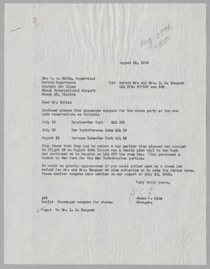 Primary view of object titled '[Letter from James C. Lide to Mr. W. S. Kable, August 19, 1958]'.