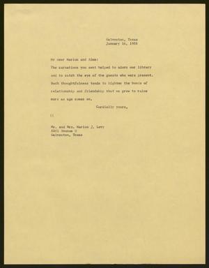 [Letter from Isaac H. Kempner to Mr. and Mrs. Marion Levy, January 16, 1958]