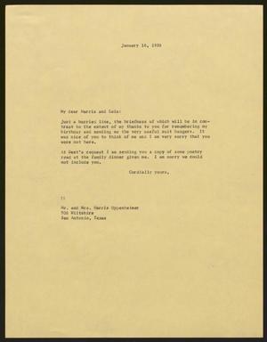 [Letter from Isaac H. Kempner to Harris and Lois Oppenheimer, January 16, 1958]