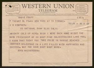 [Telegram from John Richardson to I. H. Kempner - January 14, 1958]