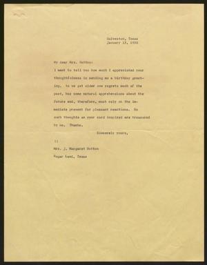 [Letter from Isaac H. Kempner to Sutton, J. Margaret, January 15, 1958]