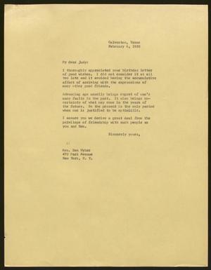 [Letter from Isaac H. Kempner to Judy Wyker, February 6, 1958]