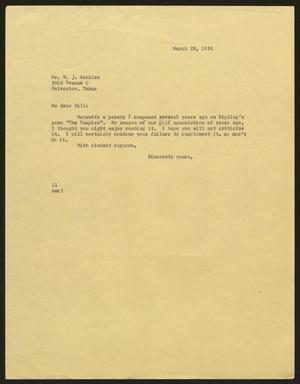 [Letter from Isaac H. Kempner to W. J. Aicklen, March 28, 1958]