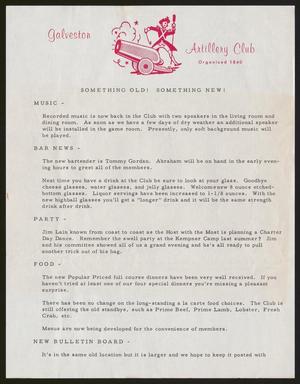 [Letter from the Galveston Artillery Club, 1958]