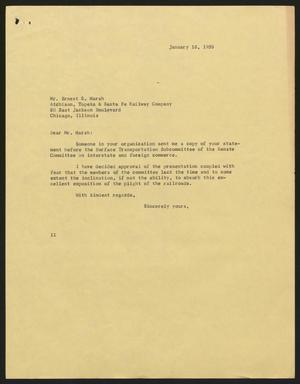 [Letter from Isaac H. Kempner to Ernest S. Marsh, January 18, 1958]