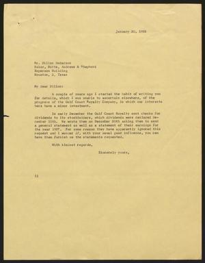 [Letter from Isaac H. Kempner to Dillon Anderson, January 20, 1958]