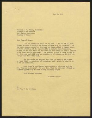 Primary view of object titled '[Letter from I. H. Kempner to General A. D. Bruce, July 7, 1958]'.