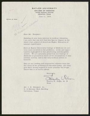 [Letter from Dr. Olson to I. H. Kempner, June 11, 1958.