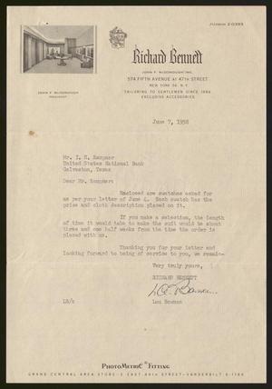 [Letter from Lou Bowman to Isaac H. Kempner, June 7, 1958]