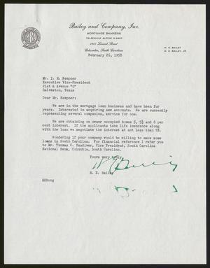 [Letter from H. E. Bailey to Isaac H. Kempner, February 26, 1958]