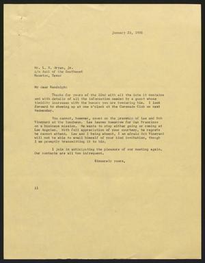 [Letter from Isaac H. Kempner to L. R. Bryan, Jr., January 23, 1958]