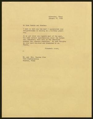 [Letter from Isaac H. Kempner to Fannie and Stanley Blum, January 17, 1958]