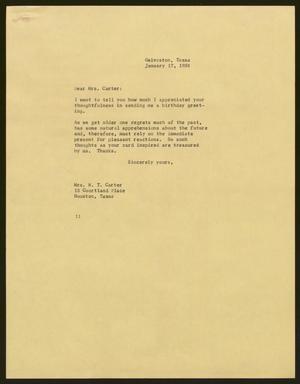 [Letter from Isaac H. Kempner to W. T. Carter, January 17, 1958]