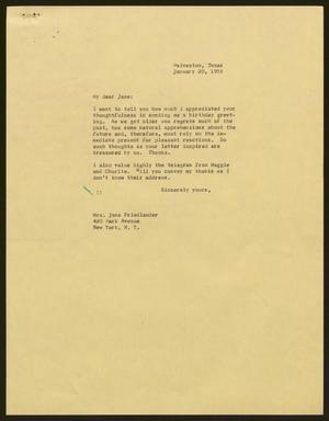 [Letter from Isaac H. Kempner to Jane Friedlander, January 20, 1958]