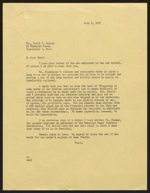 Primary view of object titled '[Letter from Isaac H. Kempner to Sara Weston, July 8, 1957]'.