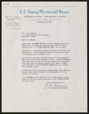 [Letter from J. W. Blanton to Isaac H. Kempner, December 10, 1957]