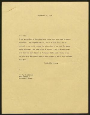 [Letter from Isaac H. Kempner to W. J. Aicklen, September 3, 1958]