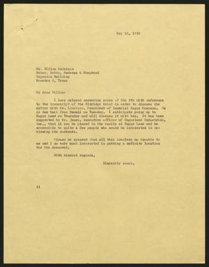 [Letter from Isaac H. Kempner to Dillon Anderson, May 10, 1958]
