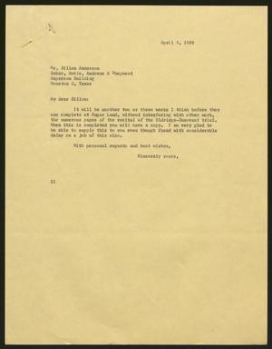 [Letter from Isaac H. Kempner to Dillon Anderson, April 9, 1958]