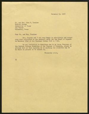 [Letter from Isaac H. Kempner to Dr. and Mrs. Truslow, November 13, 1957]