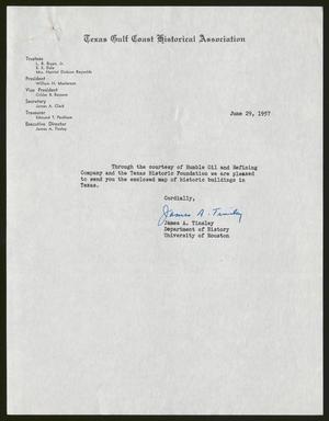Primary view of object titled '[Memorandum from James A. Tinsley, June 29, 1957]'.