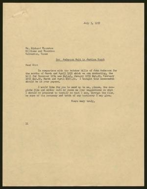 Primary view of object titled '[Letter from Isaac H. Kempner to Richard Thornton, July 5, 1957]'.