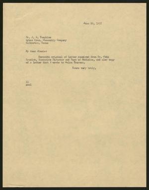 [Letter from Isaac H. Kempner to J. G. Tompkins, June 26, 1957]