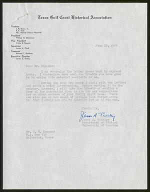 [Letter from James A. Tinsley to Isaac H. Kempner, June 10, 1957]