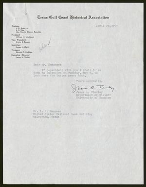 [Letter from James A. Tinsley to Isaac Herbert Kempner, April 29, 1957]