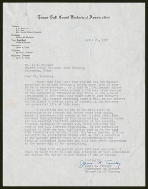 [Letter from James A. Tinsley to I. H. Kempner, April 23, 1957]