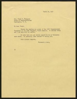 [Letter from Isaac H. Kempner to Clark W. Thompson, March 26, 1957]
