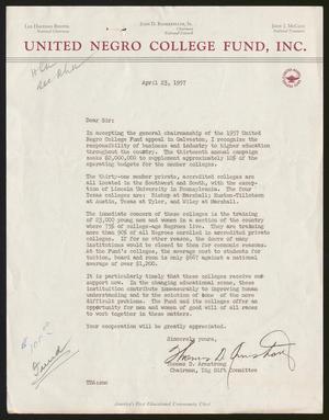 [Letter from the United Negro College Fund, Inc., April 23, 1957]