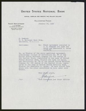[Letter from J. E. Meyers to I. H. Kempner, January 16, 1957]