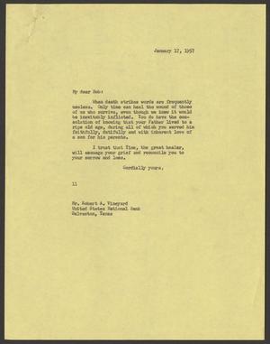 [Letter from Isaac H. Kempner to Robert A. Vineyard, January 17, 1957]
