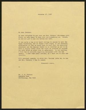 Primary view of object titled '[Letter from Isaac H. Kempner to J. M. Winters, December 27, 1957]'.