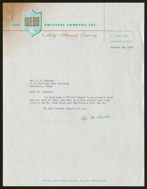[Letter from Lee M. Webb to I. H. Kempner, October 28, 1957]