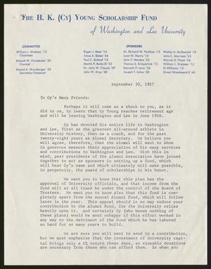 [Letter from The H. K. (Cy) Scholarship Fund, September 30, 1957]