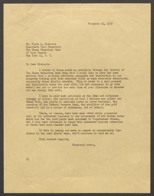 Primary view of object titled '[Letter from Isaac H. Kempner to Frank A. Richards, November 11, 1957]'.