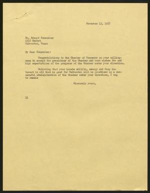 [Letter from Isaac H. Kempner to Edward Schreiber, November 13, 1957]
