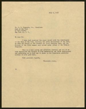 [Letter from Isaac H. Kempner to A. C. Simmonds, Jr., July 2, 1957]