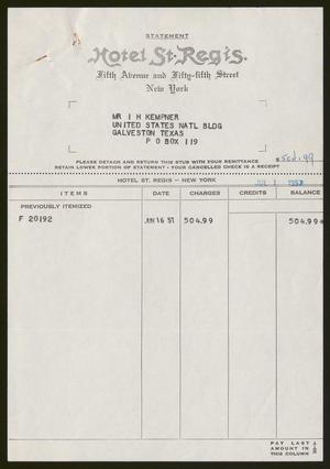 [Invoice for Hotel St. Regis, July 1, 1957]