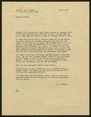 [Memorandum from Isaac H. Kempner to Imperial Sugar Company, July 1, 1957]